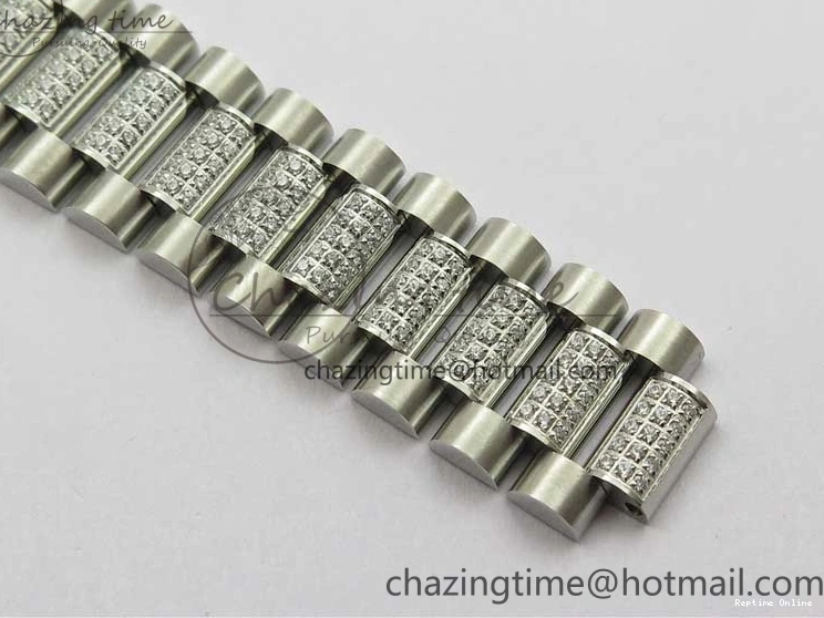 0516 Day-Date 36mm 128239 SS Crystal BP Best Edition White MOP Crystal Marker Dial on SS President Bracelet A MoistureWicking 2682